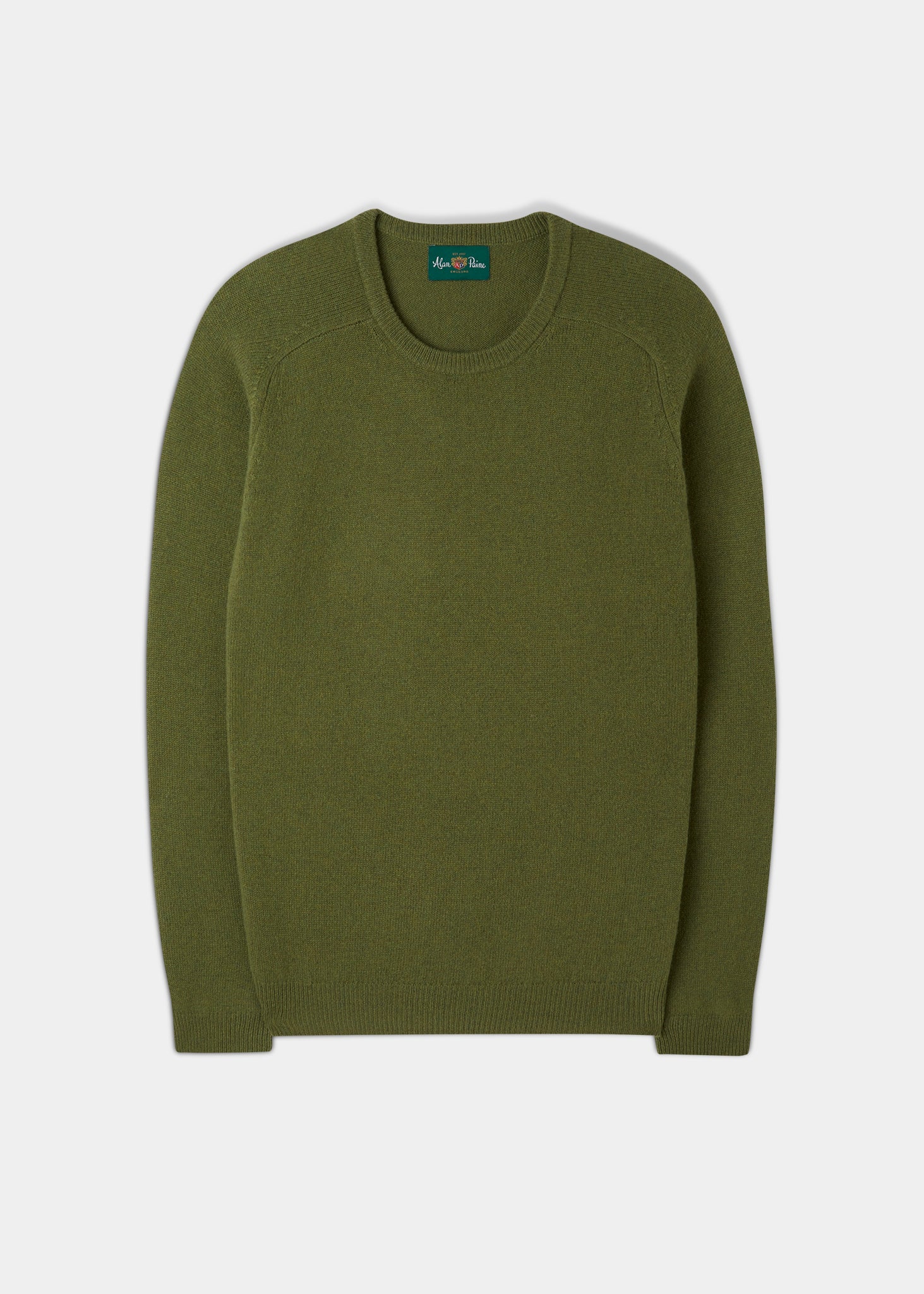 Lenzie Men's Lambswool Jumper In Green Bean
