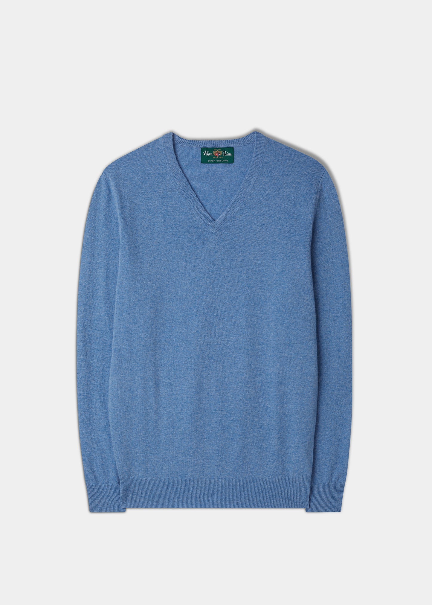 Men's Geelong Lambswool Vee Neck Jumper in Mazarine