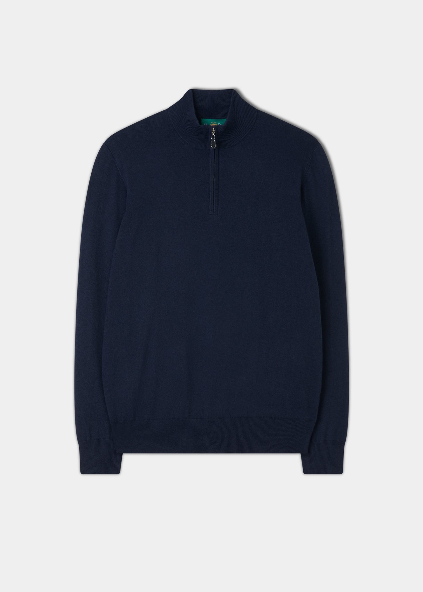 Ashfield 1/4 Zip Cotton Merino Jumper i mörk marinblå