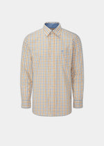 Aylesbury Men's Blue and Gold Check Shirt - Regular Fit