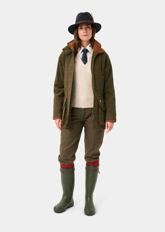 Combrook Ladies Tweed Waterproof Shooting Coat in Willow - Shooting Fit