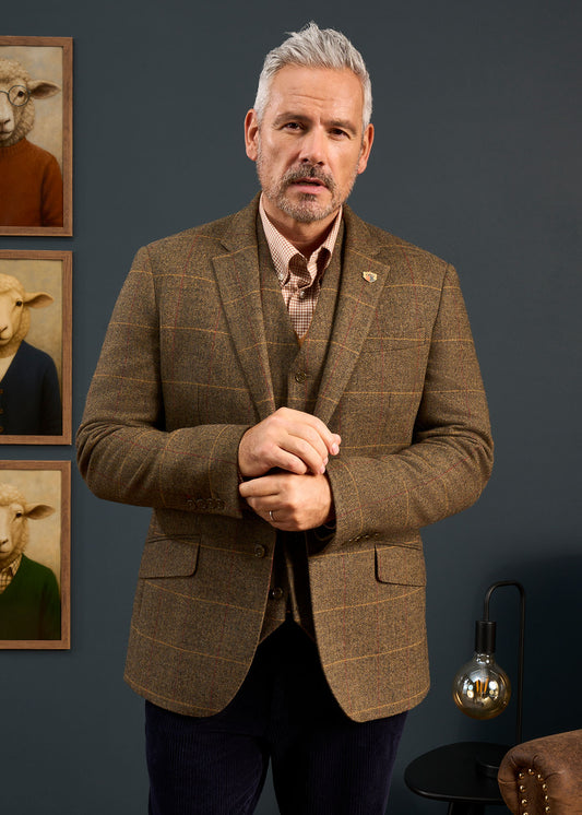 Combrook Sportkavaj i Tweed för män i teak - Normal passform