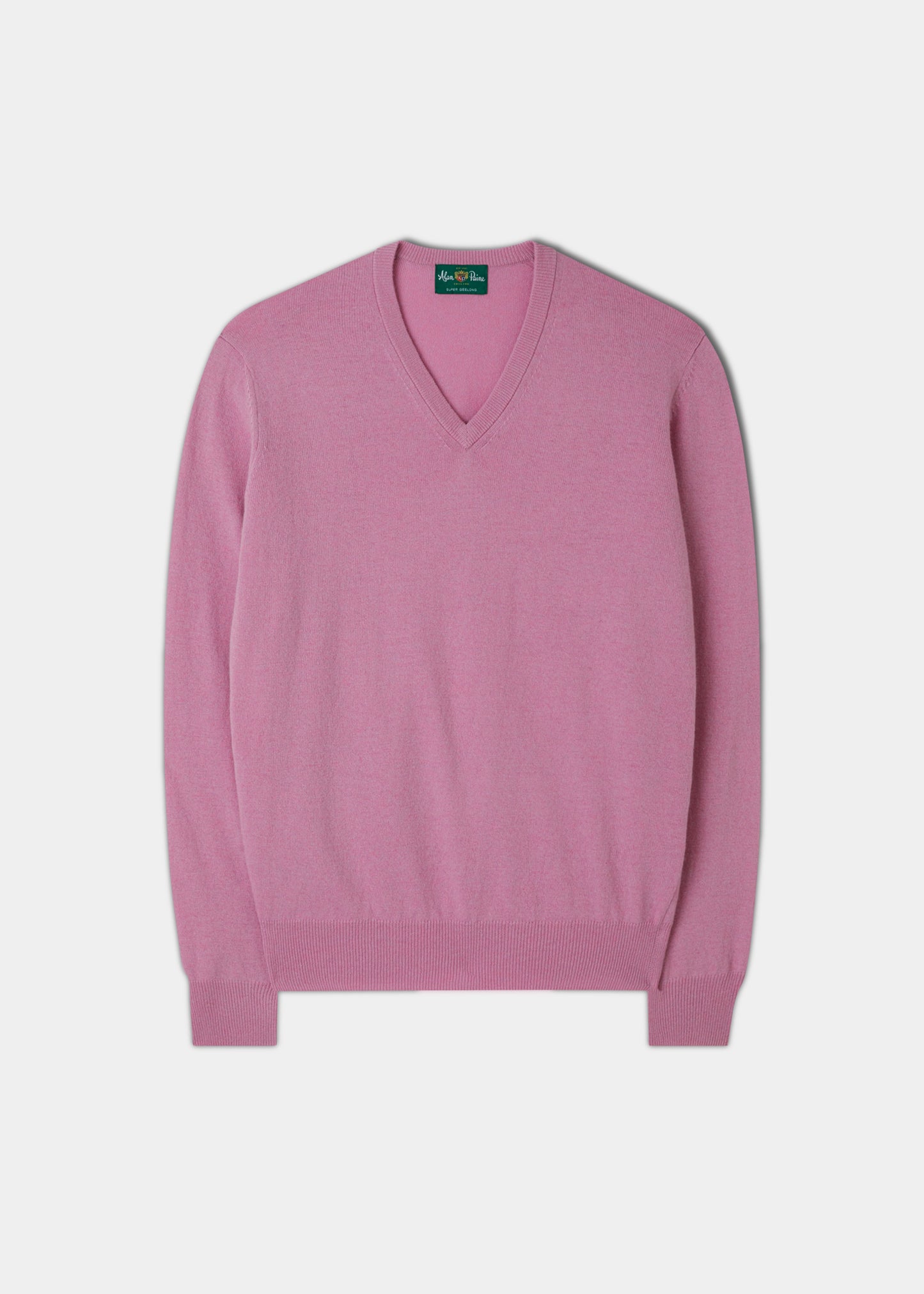 Geelong lammulls tröja med Vee-hals för män i Pink Haze - Normal passform