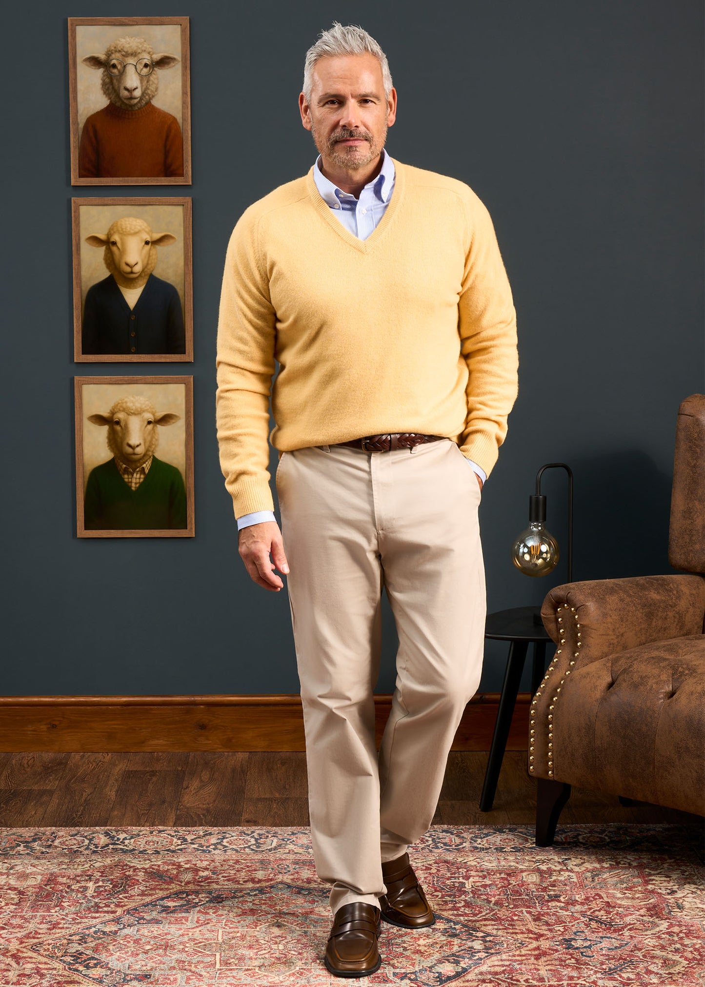 Hampshire Lambswool Jumper in Canary