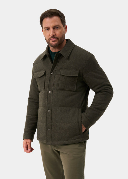 Richmond Men's Knitted Quilted Shacket In Olive