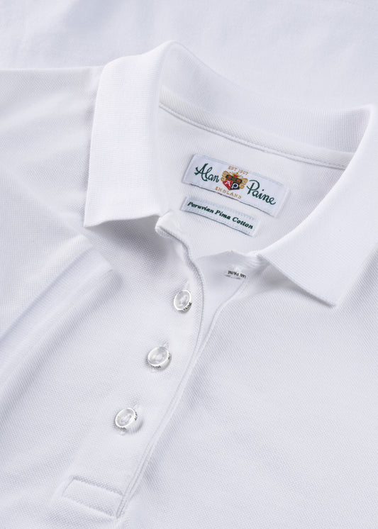 Ladies Cotton Pique Polo Shirt in White