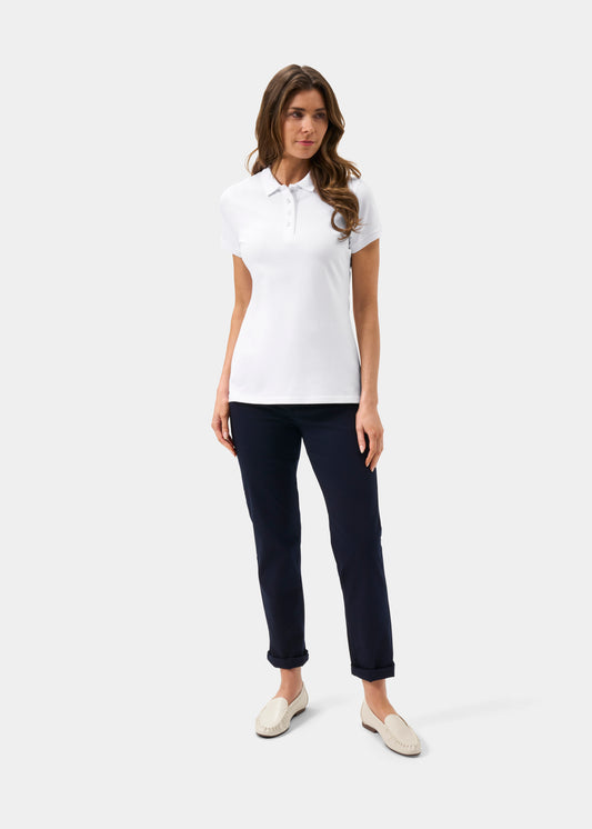 Ladies Cotton Pique Polo Shirt in White