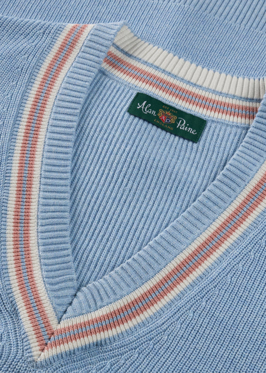 Ladies Cotton Cricket Slipover In Steel Blue Mix