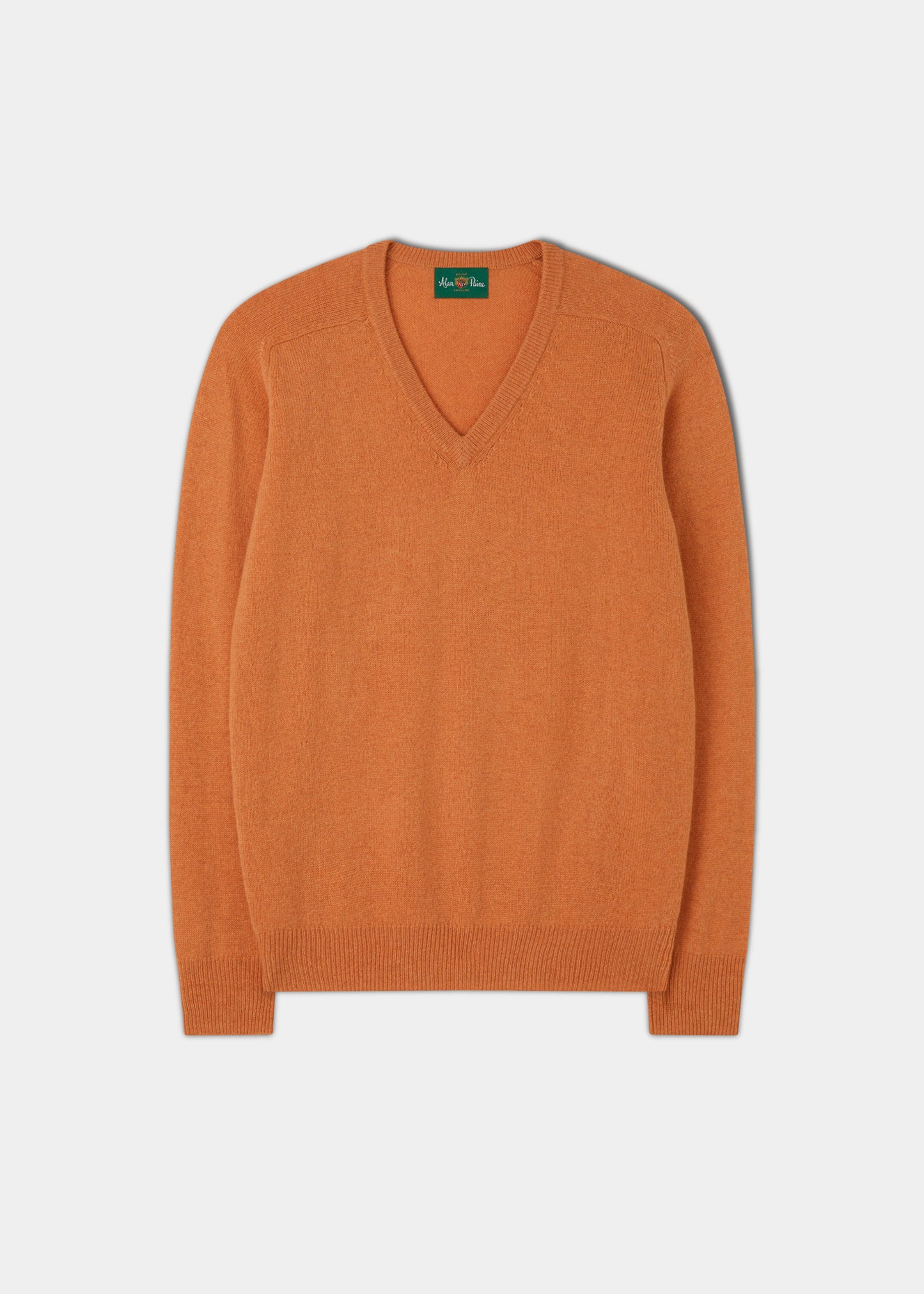 Vee-necktröja i lammull i Jaffa Orange - Classic Fit