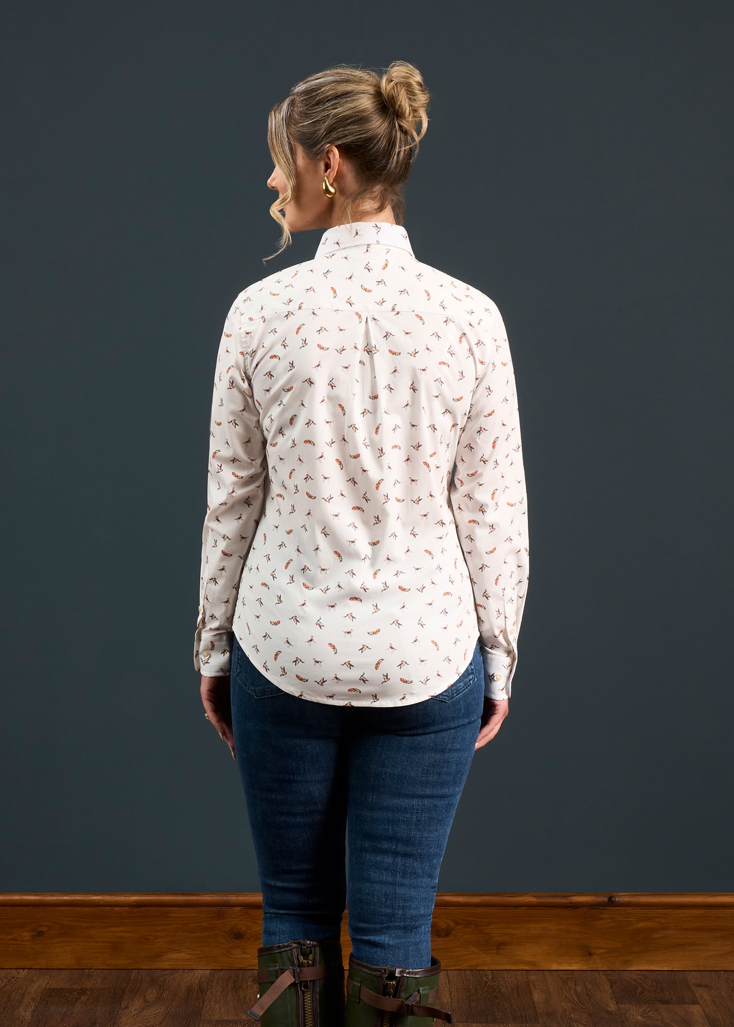 Lawen Ladies Printed Cotton Shirt - Dog & Duck Design