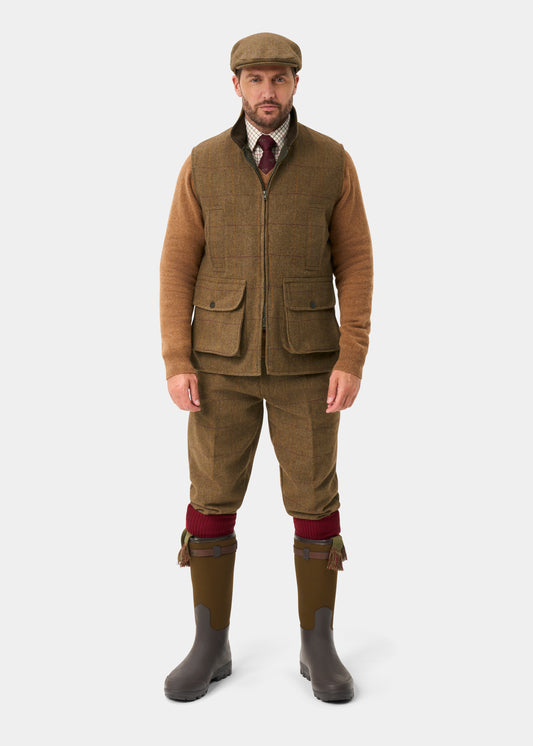 Rutland Men's Tweed Water Repellent Shooting Waistcoat in Birch - Shooting Fit