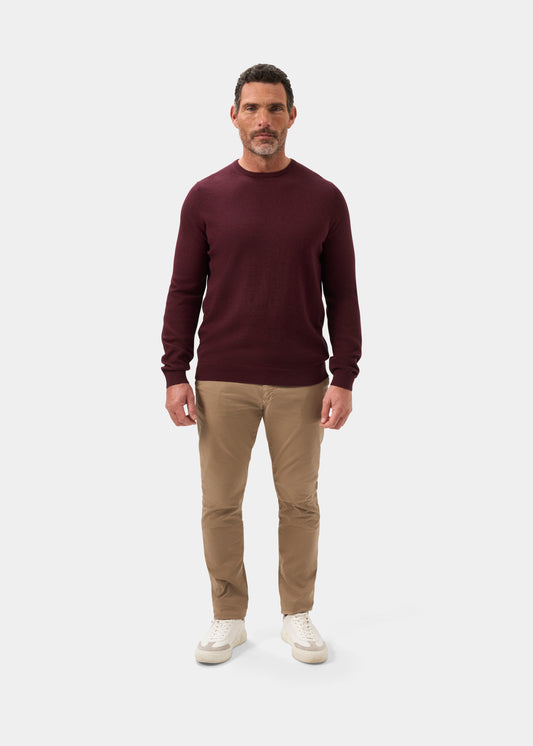 Men's Cotton Cashmere Crew Neck Jumper in Purple