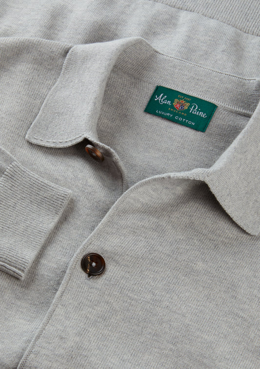 Men's Cotton Cashmere Collared Shirt in Light Grey