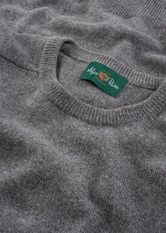 Men's Lambswool Crew Neck Jumper in Grey Mix