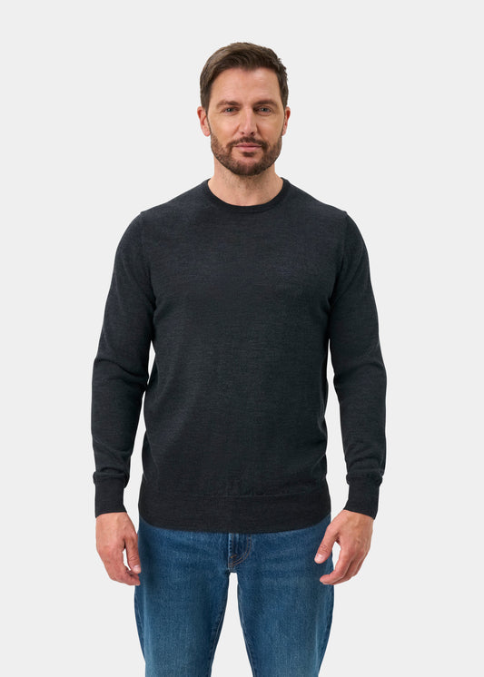 Radstone Merino Wool Crew Neck Jumper In Charcoal - Regular Fit