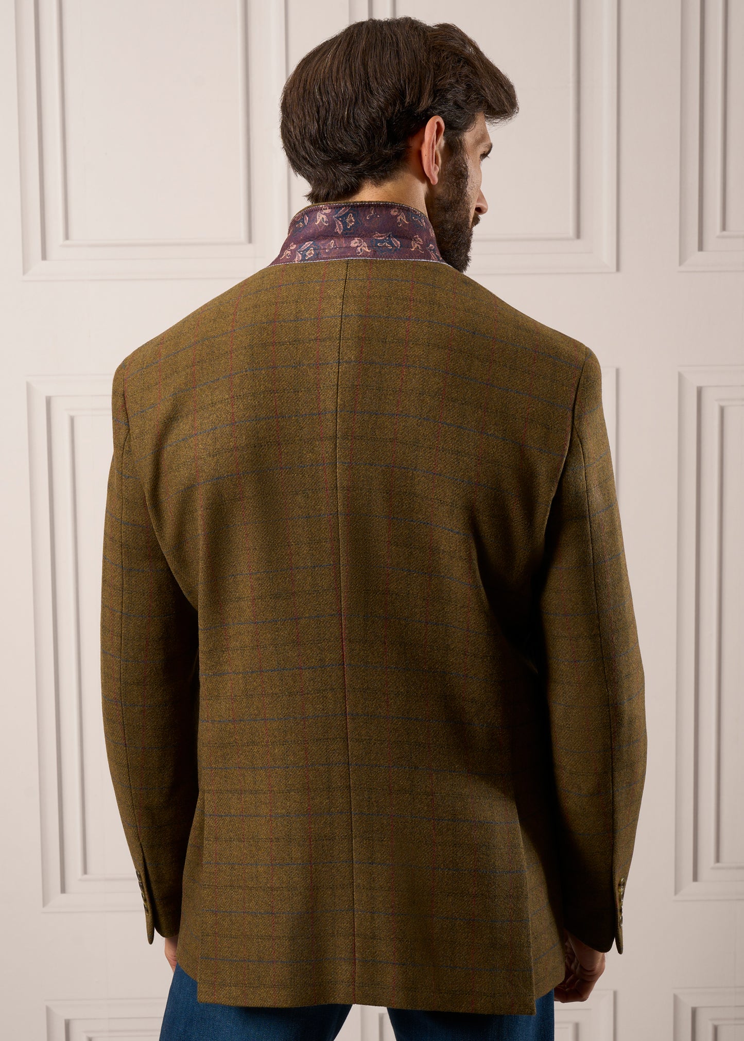 Surrey Tweed Fodrad Blazer In Moor - Normal passform