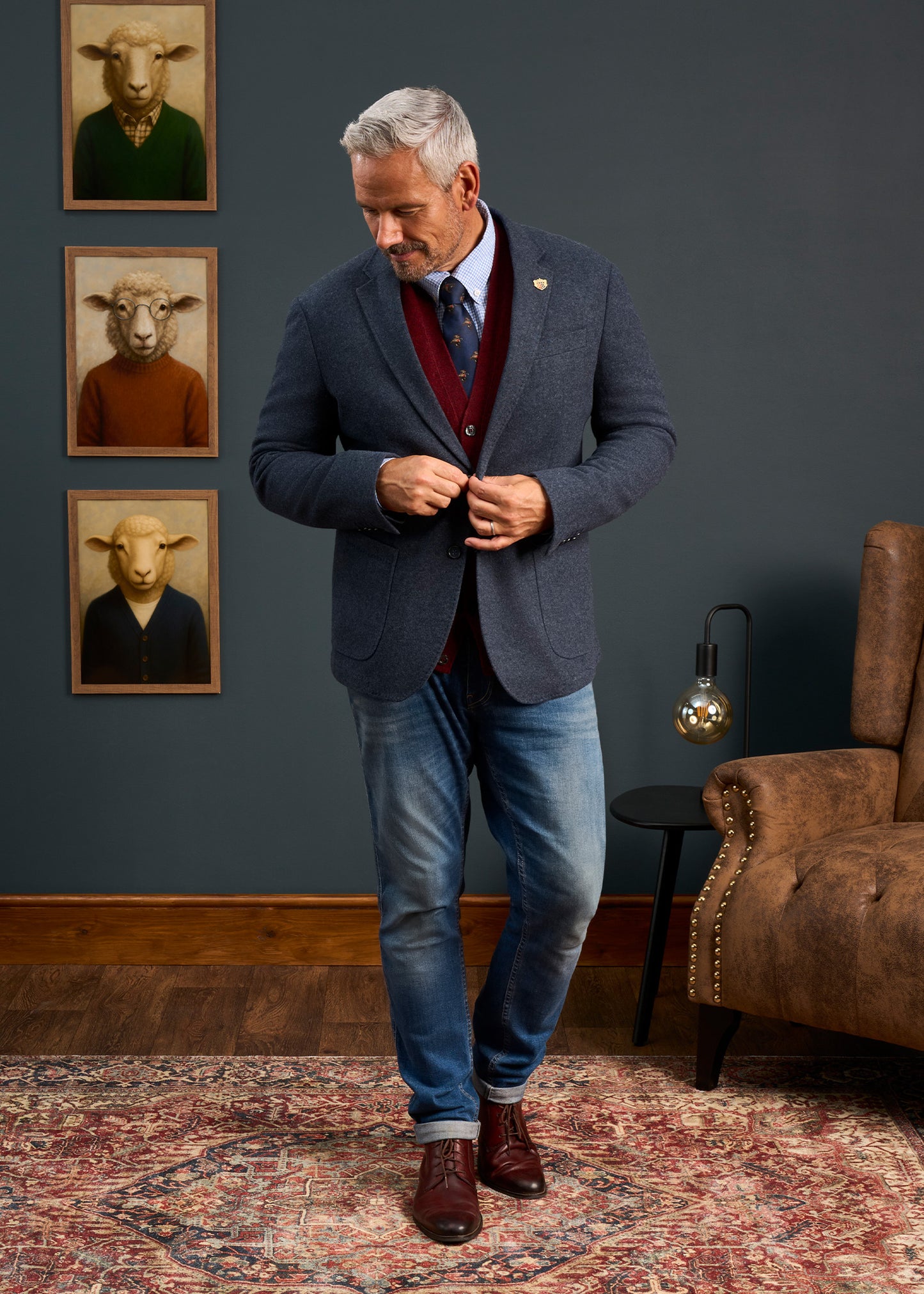 Richmond Men's Knitted Blazer In Navy