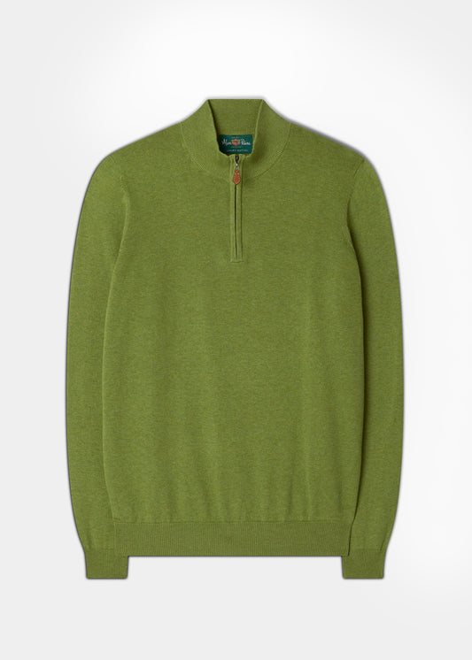 Men's Cotton Cashmere 1/4 Zip Jumper In Avocado