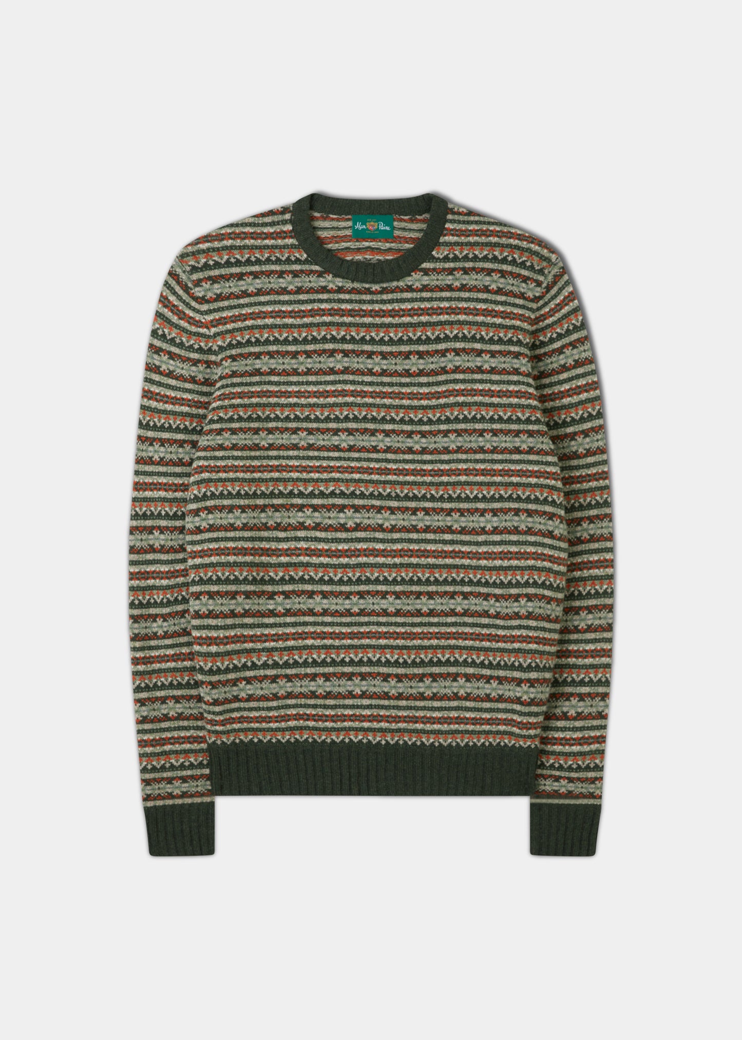 Towthorpe Lammull Fairisle Seaweed Jumper för män - Normal passform