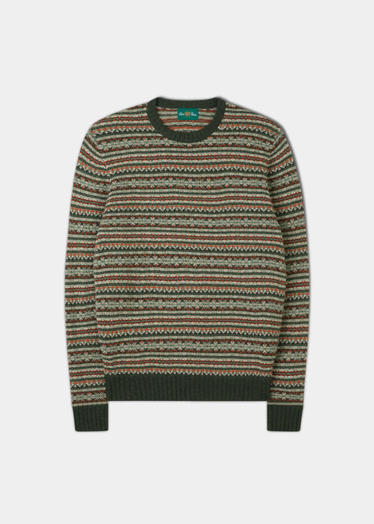 Towthorpe Lammull Fairisle Seaweed Jumper för män - Normal passform