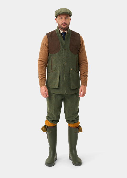 Combrook Men's Tweed Water Repellent Shooting Gilet in Mariner - Shooting Fit