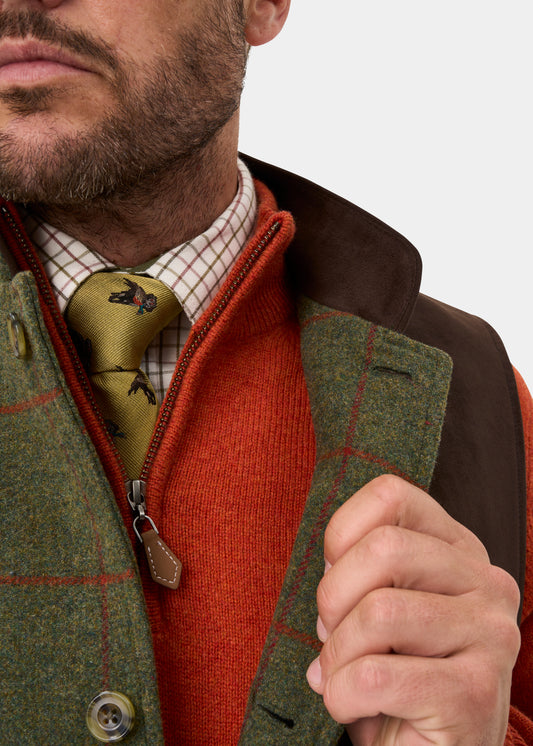 Combrook Men's Tweed Water Repellent Shooting Gilet in Reed - Shooting Fit