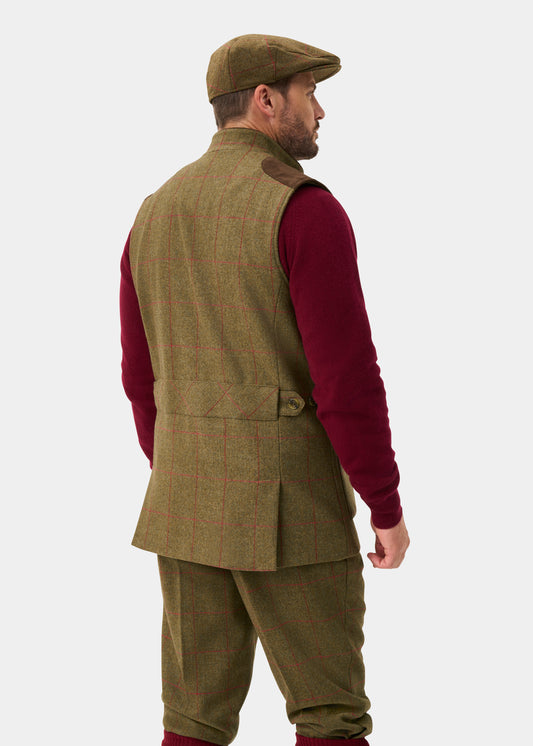Combrook Men's Tweed Water Repellent Shooting Gilet in Sage - Shooting Fit