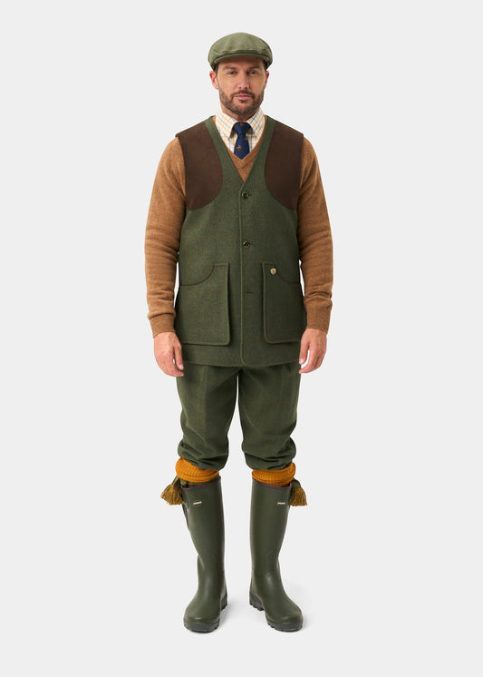 Combrook Men's Tweed Water Repellent Shooting Waistcoat in Mariner - Shooting Fit