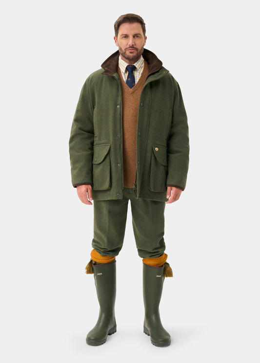 Combrook Men's Tweed Waterproof Shooting Field Coat in Mariner - Shooting Fit