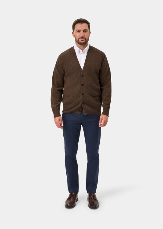 Cornwall Lambswool Cardigan in Tobacco - Classic Fit