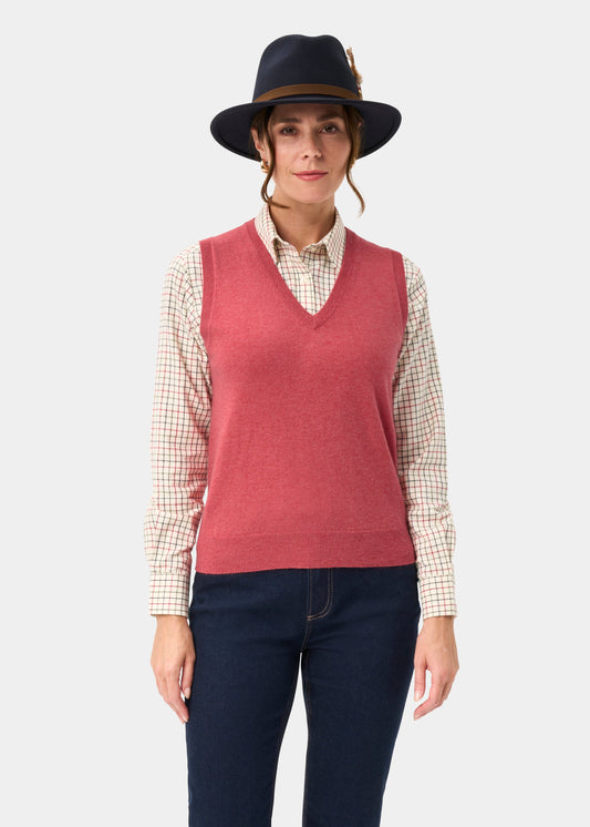 Erin Wool & Cashmere V-Neck Slipover In Rouge