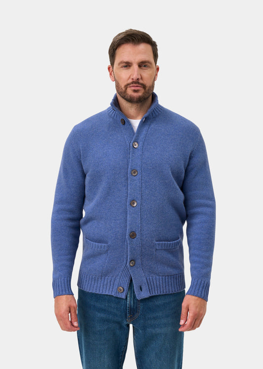 Landford Men's Lambswool Buttoned Jumper In Blue Velvet - Regular Fit