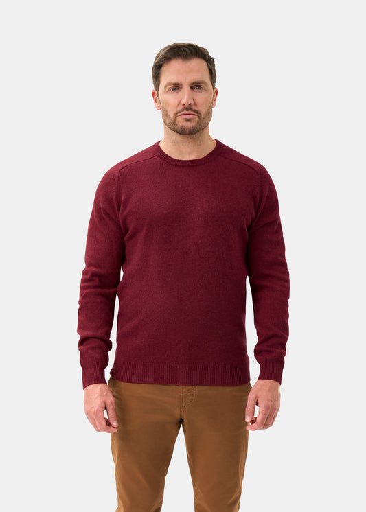 Men's Lambswool Crew Neck Jumper in Garnet