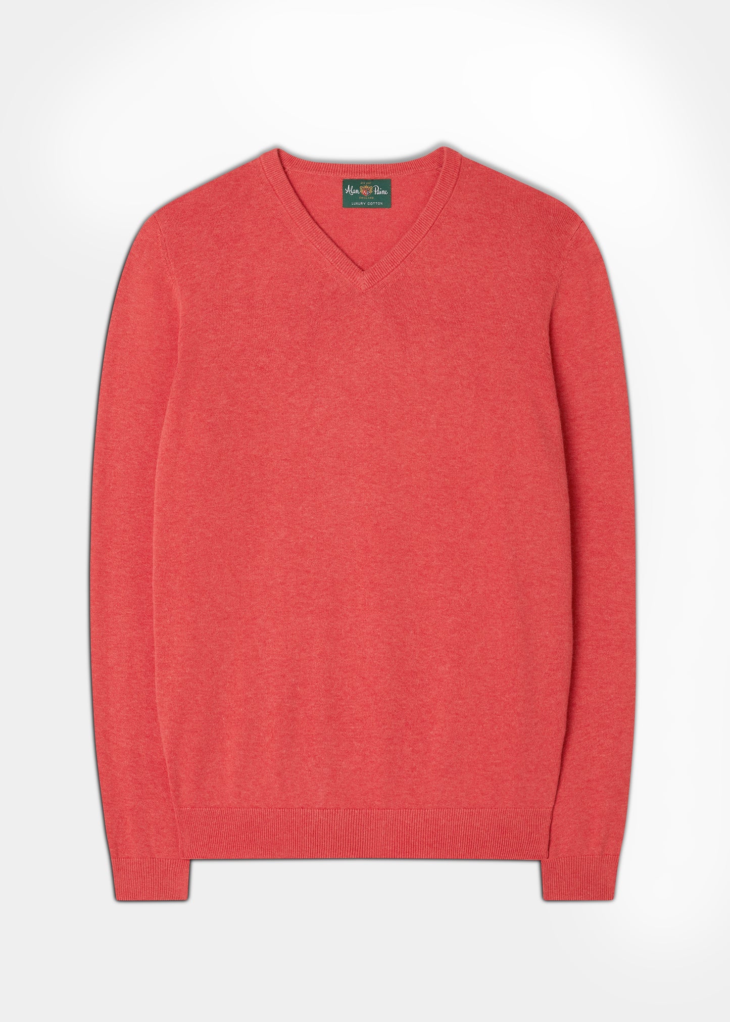 Men's Cotton Cashmere V-Neck Jumper In Berry