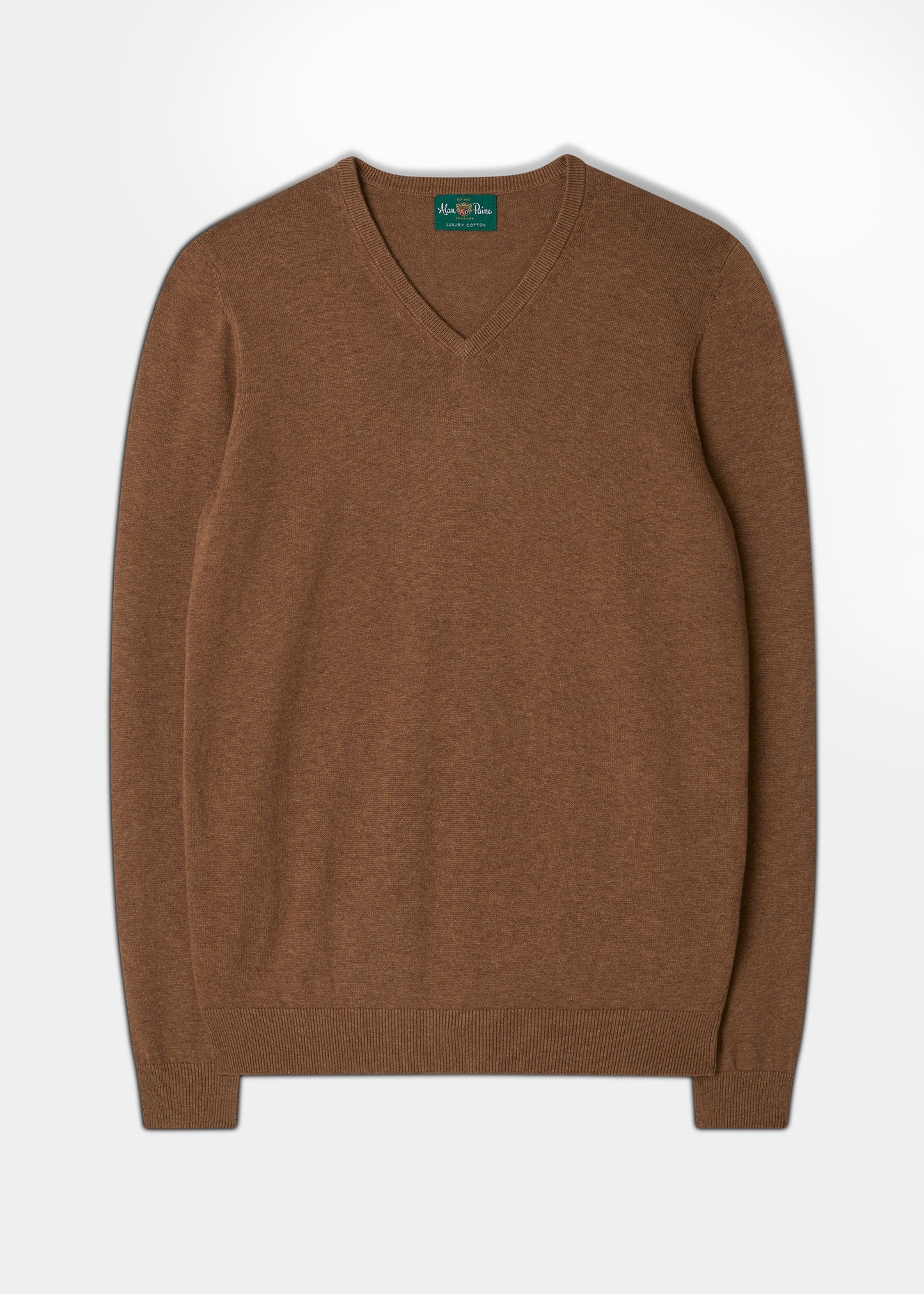 Men's Cotton Cashmere V-Neck Jumper In Tawny