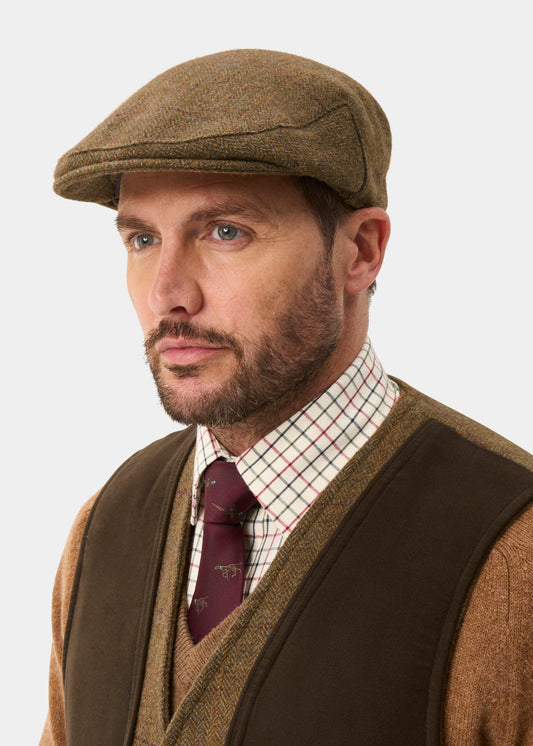 Rutland Men's Tweed Waterproof Flat Cap in Birch - Regular Fit