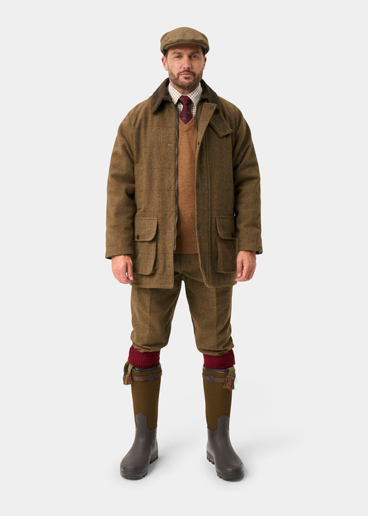 Rutland Men's Tweed Waterproof Shooting Coat in Birch - Regular Fit