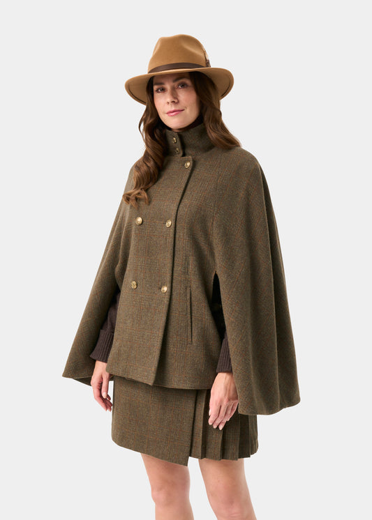 Surrey Ladies Tweed Water Repellent Cape in Field Maple - Regular Fit