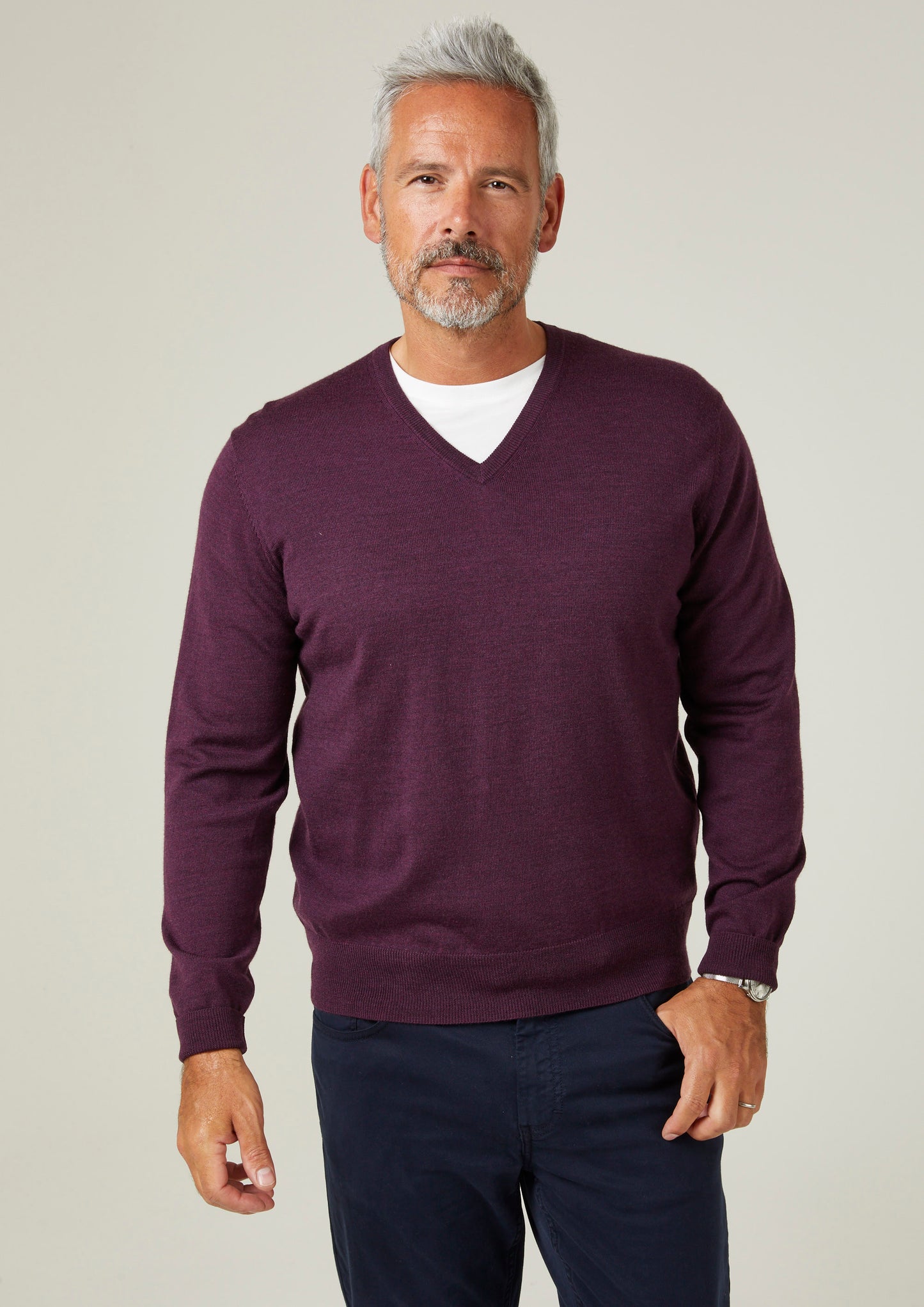 Millbreck Merino Wool Jumper i Black Grape - Normal passform