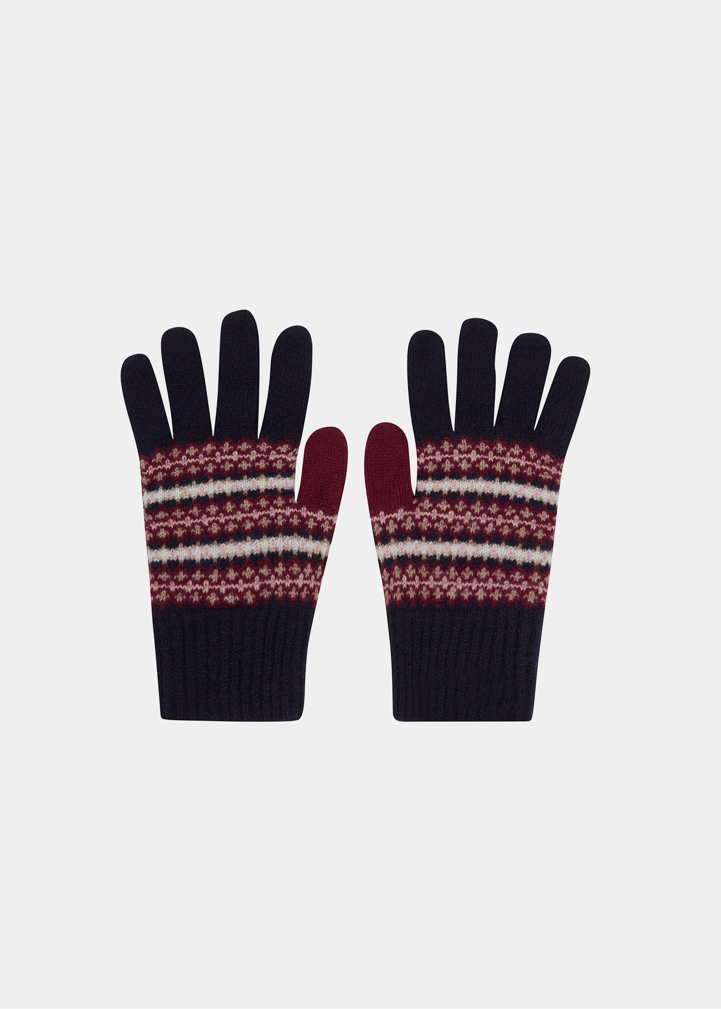 Imogen Damstickade Ullhandskar i Marinblått.
