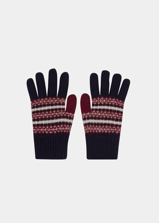 Imogen Damstickade Ullhandskar i Marinblått.
