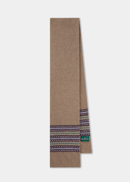Imogen Damstickad Ullscarf I Pecan.

