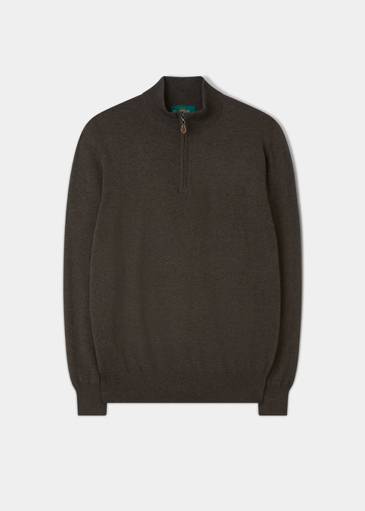 Ashfield 1/4 Zip Cotton Merino Jumper I Seaweed
