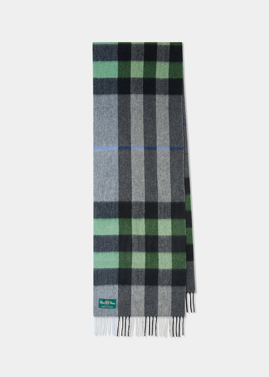 Cashmere Off-Set Check Scarf I Grönt