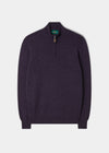 Men's Lambswool 1/4 Zip Jumper in Black Grape - Regular Fit