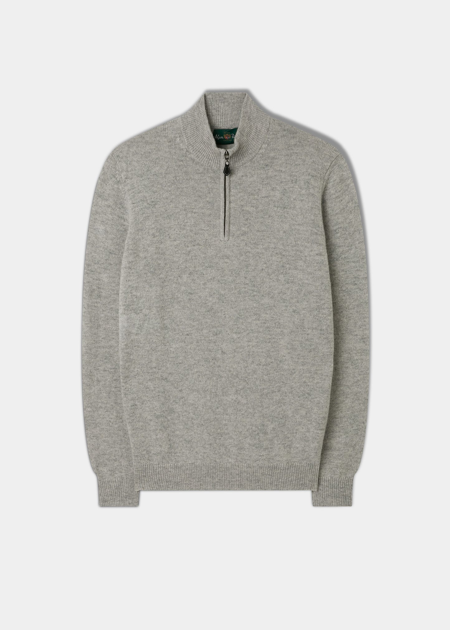 Men's Lambswool 1/4 Zip Jumper in Pearl Grey