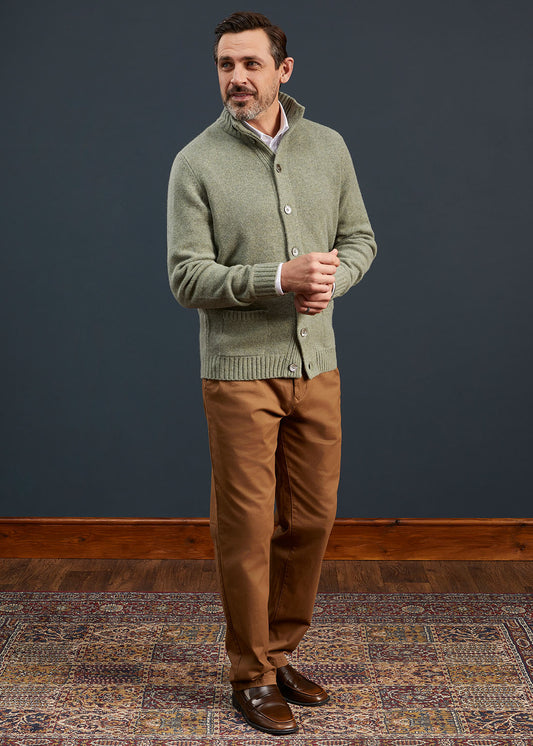 Men's Lambswool Buttoned Jumper In Orchard