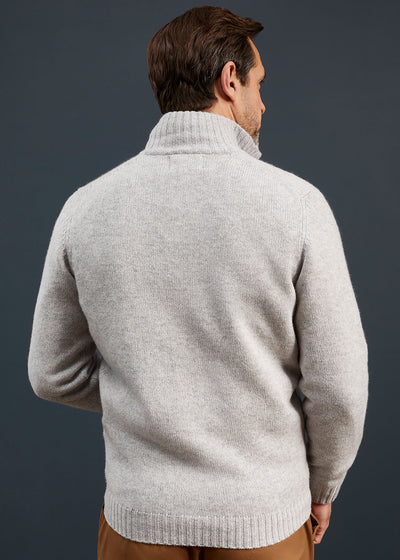 Men's Lambswool Buttoned Jumper In Pearl Grey