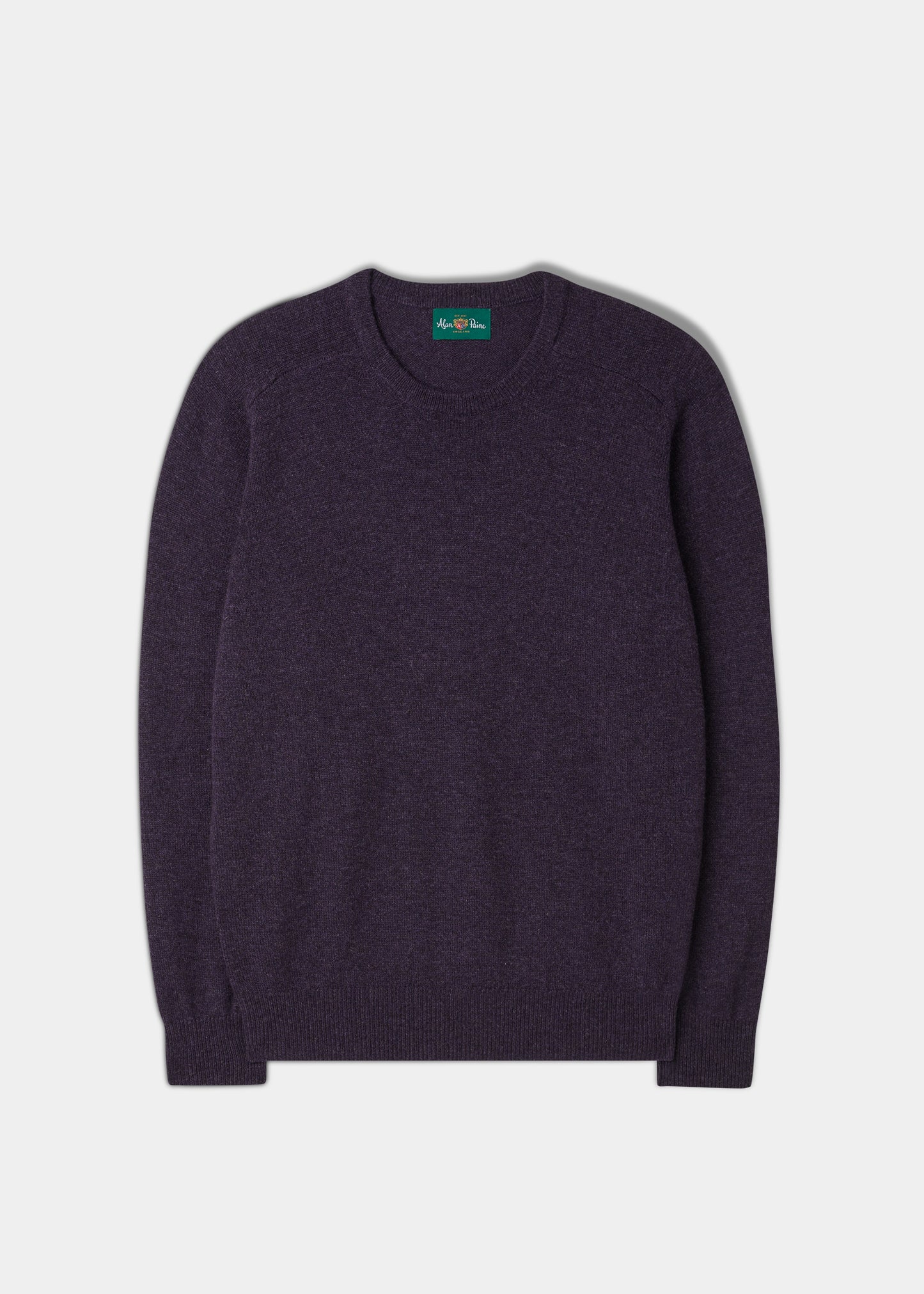 Men's Lambswool Crew Neck Jumper in Black Grape