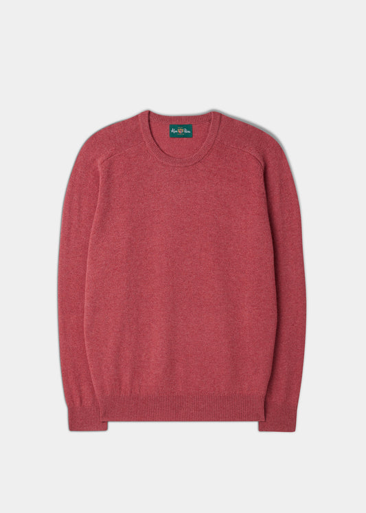 Men's Lambswool Crew Neck Jumper in Rouge